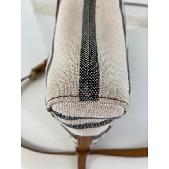 FOSSIL SMALL NAVY AND OATMEAL STRIPED CANVAS CROSSBODY BAG - Picture 8 of 15